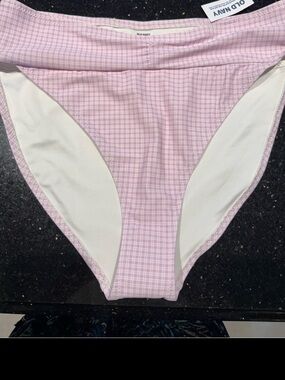 Old Navy pink Plaid bathing suit bottom with Elastic Waist